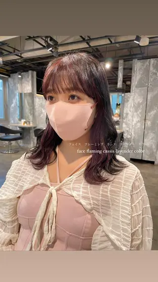 ミディアム カラー パーマ ヘアアレンジ メンズ キッズ ネイル マツエク・マツパ アイブロウ 透明感カラー・レイヤ ー🎀amika🎀のヘアスタイル