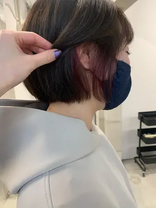 ミディアム カラー 透明感/オリーブ/ グレージュ/YUKAのヘアスタイル