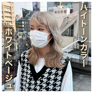 セミロング カラー 似合わせ/ブリーチ カラー.岡田友仁のヘアスタイル