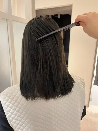 ミディアム カラー 暗髪カラー🫐パーマ おくだりんかのヘアスタイル
