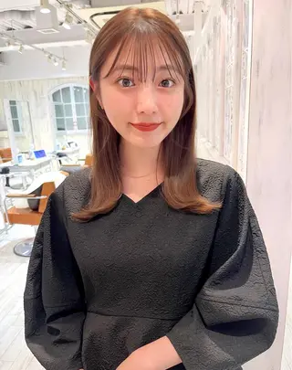 セミロング カラー 【韓国ヘア×透明感 カラー】笹谷 莉未のヘアスタイル