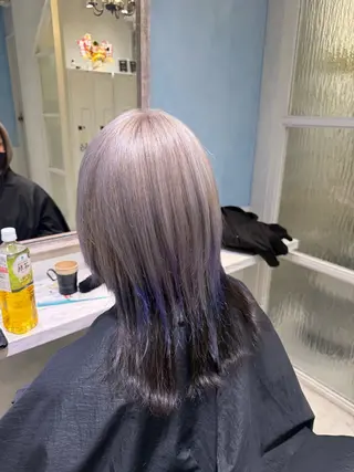 セミロング カラー ハイトーン/ブリーチ 💙みずき💙のヘアスタイル