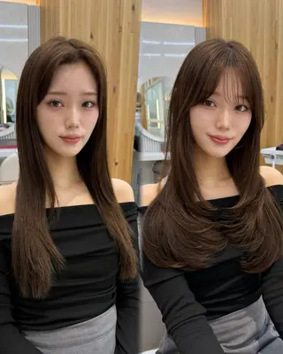 セミロング 似合わせレイヤー/ 透明感カラーのヘアスタイル