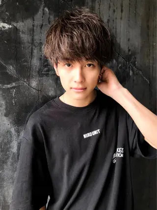 ショート カラー パーマ ヘアアレンジ メンズ キッズ 🟦ニュアンス/メン ズパーマ横浜🟦のヘアスタイル