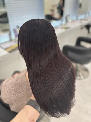 ロング カラー ブリーチなし透明感 ×縮毛矯正🤍ユウのヘアスタイル