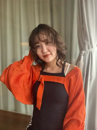 ミディアム パーマ 艶髪/アレンジ/ 野口緑のヘアスタイル