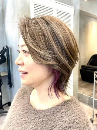 ミディアム カラー 色気レイヤー& ショートはお任せ🌟のヘアスタイル