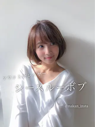 ショート カラー 顔周りレイヤー/ボブ 銀座✨中野まさひろのヘアスタイル