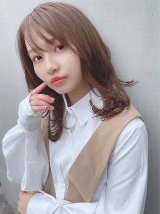 ミディアム カラー パーマ ヘアアレンジ 【公式】amble luxe池袋東口🩷のヘアスタイル