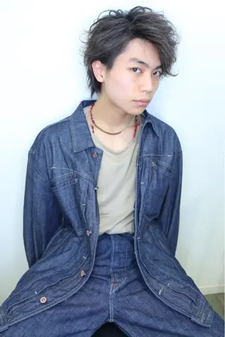 ミディアム パーマ メンズヘア特化 崎田 成人のヘアスタイル