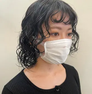 ミディアム カラー パーマ 透明感・艶カラー/ 坂田友梨奈のヘアスタイル