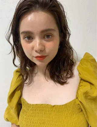 ミディアム カラー パーマ ヘアアレンジ 韓国ヘア/髪質改善 /Harunaのヘアスタイル