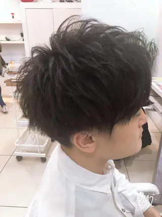 ショート パーマ メンズ 髪質改善× ハイライト溝江のヘアスタイル