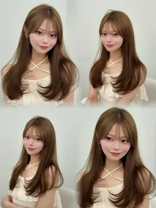 ロング カラー 韓国ヘア/レイヤー/ 顔まわり足立遥奈のヘアスタイル