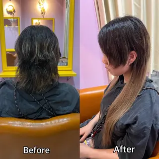 ロング シール＋ちび編み込み エクステ梅田🐨のヘアスタイル