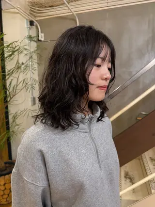 ミディアム パーマ 松尾/パーマ/堀江 心斎橋/なんばのヘアスタイル