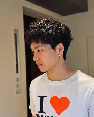 ショート パーマ メンズ スパイキーショート 大人パーマ 丸山のヘアスタイル