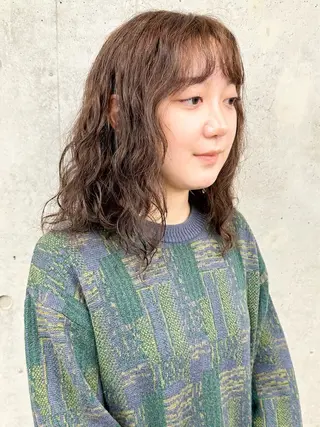 ミディアム パーマ 小顔ボブ/お悩み解決 /ボブパーマ/とういのヘアスタイル