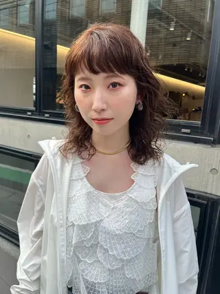 ミディアム カラー パーマ 縮毛矯正/ レイヤーカット/梅田のヘアスタイル