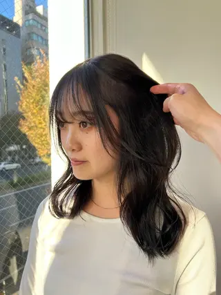 セミロング カラー 愛結 暖色カラー🎀🩰のヘアスタイル