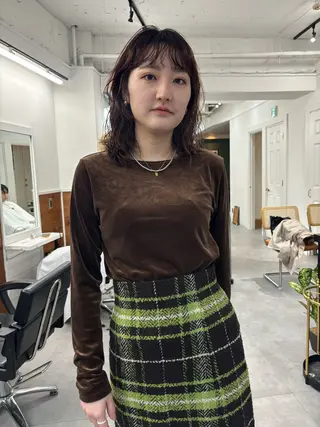 ミディアム パーマ レイヤー／似合わせ TAKUYAのヘアスタイル