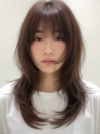 セミロング カラー 韓国レイヤーカット 🫧大阪梅田レイヤーのヘアスタイル