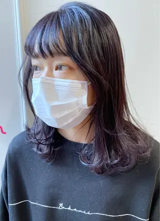 ミディアム カラー ベージュ/インナー カラー🤍Rieのヘアスタイル