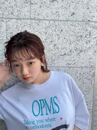 ショート パーマ 暖色/くびれヘア/ Misakiのヘアスタイル