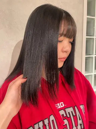 ミディアム 🪩サクヤ🪩暗髪 カラー/ワイドバングのヘアスタイル