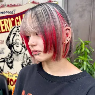 ミディアム カラー パーマ ヘアアレンジ メンズ キッズ ✨艶ハイトーン/ 💗モモ໒꒱のヘアスタイル