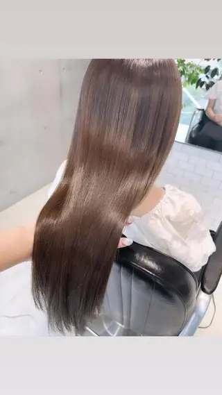 セミロング カラー 透明感/オリーブ/ グレージュ/YUKAのヘアスタイル