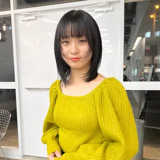 ミディアム クロスパーマ× 透明感カラー✂︎のヘアスタイル