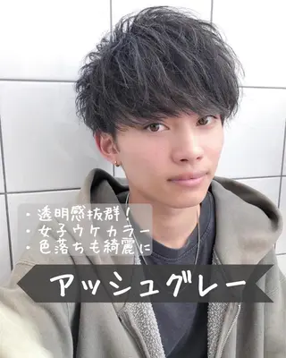 ショート カラー ヘアアレンジ メンズ 外苑前NO.1艶髪 透明感カラーのヘアスタイル