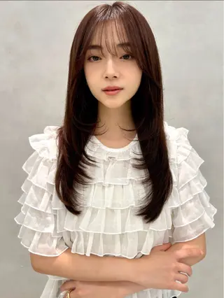 セミロング 韓国レイヤー/髪質 改善カラー/れんのヘアスタイル