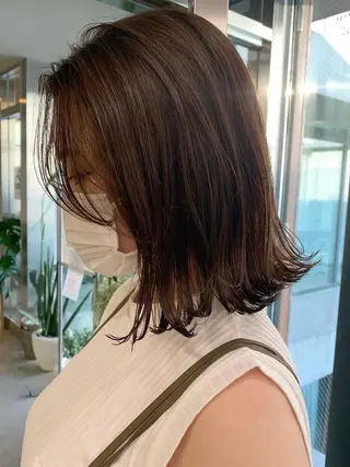 ミディアム カラー 透明感/オリーブ/ グレージュ/YUKAのヘアスタイル