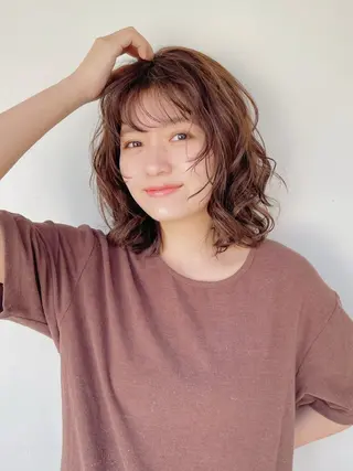 パーマ ボブ/ミディアム 親しみやすさ/さくらのヘアスタイル