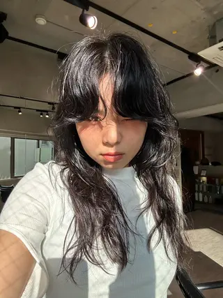 ミディアム パーマ ayano🍒パーマ 暖色カラーのヘアスタイル