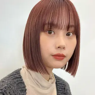 ミディアム カラー 暖色/艶髪/ボブ/ ショート/Ayaのヘアスタイル