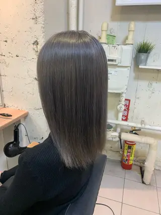 セミロング 髪質改善ストレート/ ブリーチ／渋谷　福田のヘアスタイル