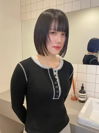 ミディアム ボブカットモデル/パ ーマ/harunaのヘアスタイル