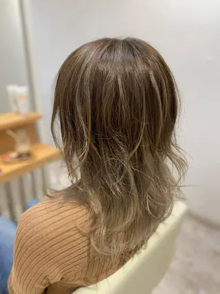 ミディアム カラー ブリーチなしWカラー /酸性ストレート河本のヘアスタイル