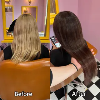 ロング シール＋ちび編み込み エクステ梅田🐨のヘアスタイル