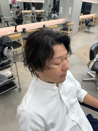 ショート カラー パーマ メンズ キッズ 栄💗メンズパーマ｜ ハイトーン｜haruのヘアスタイル