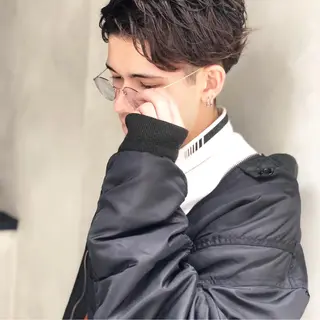 ショート カラー パーマ メンズ kiitos所属・関西センターパート メンズモデル募集のヘアスタイル