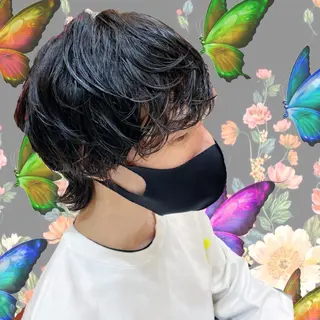 ミディアム パーマ メンズ 🌺ウルフカット職人 新垣渚🐺のヘアスタイル