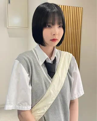 ショート カラー デザインパーマ/ 艶カラー/ボブのヘアスタイル