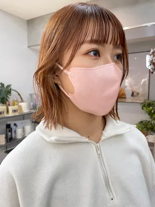 ショート カラー ヘアアレンジ ボブ/透明感ベージュ 🫧クルミ🌟のヘアスタイル