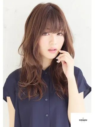 セミロング カラー パーマ tocoha 四條畷駅のヘアスタイル