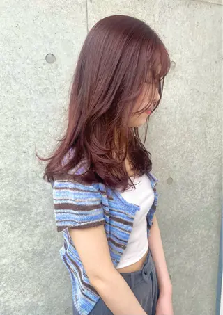 セミロング カラー レイヤー/柔色 カラー/SAkiのヘアスタイル