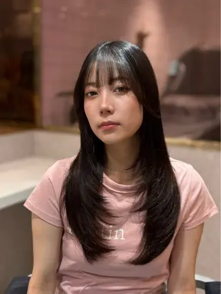 ロング カラー パーマ ヘアアレンジ メンズ キッズ 新宿/小顔レイヤー/ 顔まわり/西慶太朗のヘアスタイル